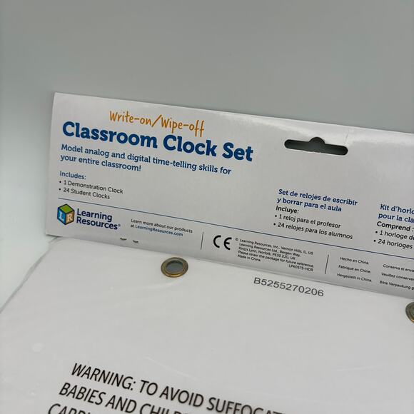 Learning Resources Write-on/Wipe-off Classroom Clock Set LER 0575 New - Picture 5 of 5